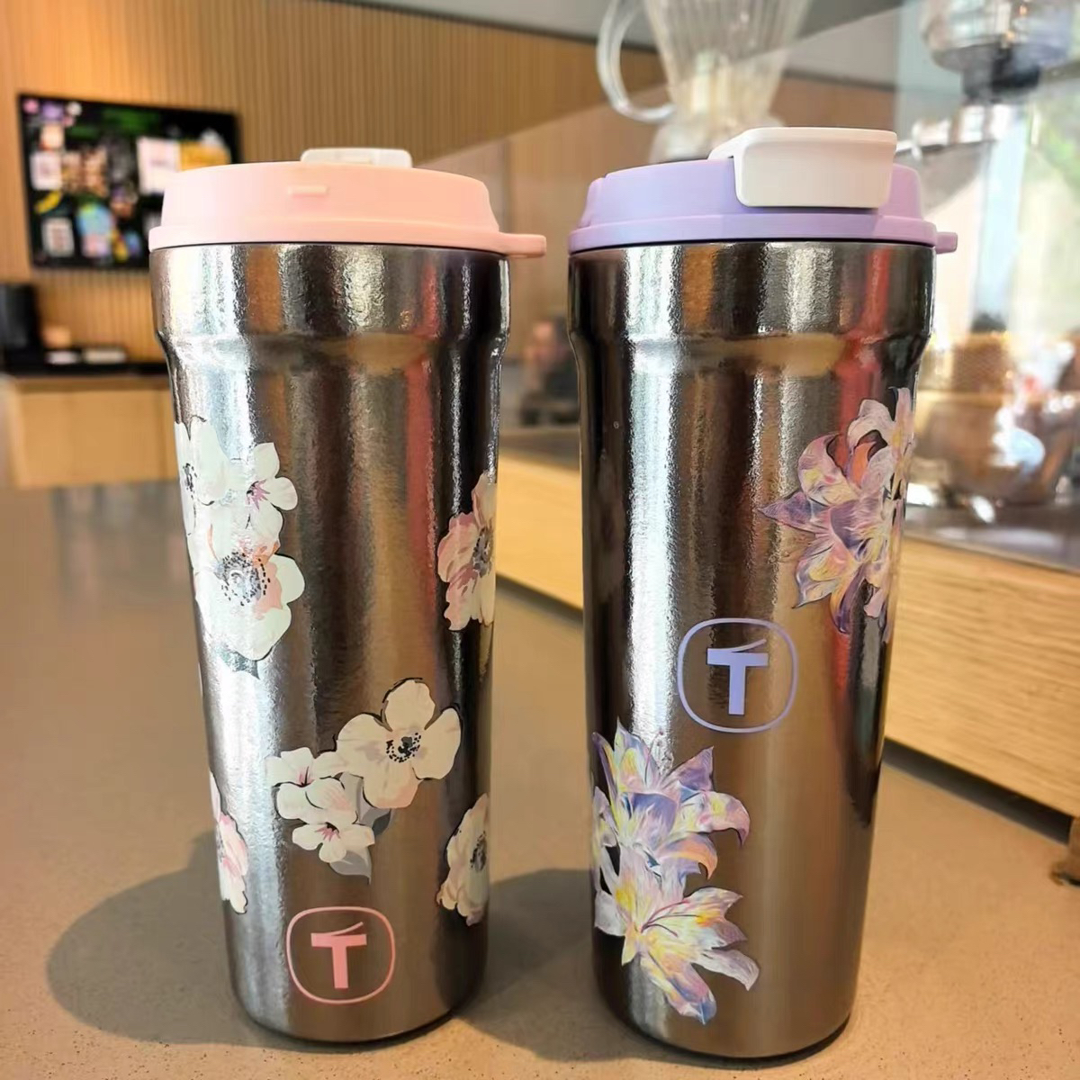 繁花系列钛杯提手保温小口大容量水杯650ml