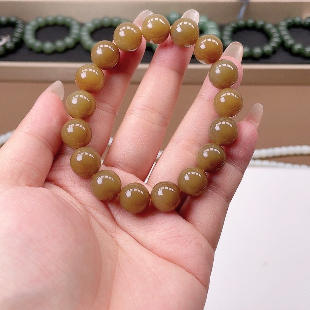 未镶嵌和田玉手链全糖 12特细