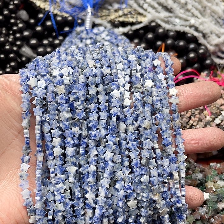 玛瑙/玉髓珠宝半成品未镶嵌一条6mm蓝纹石星星