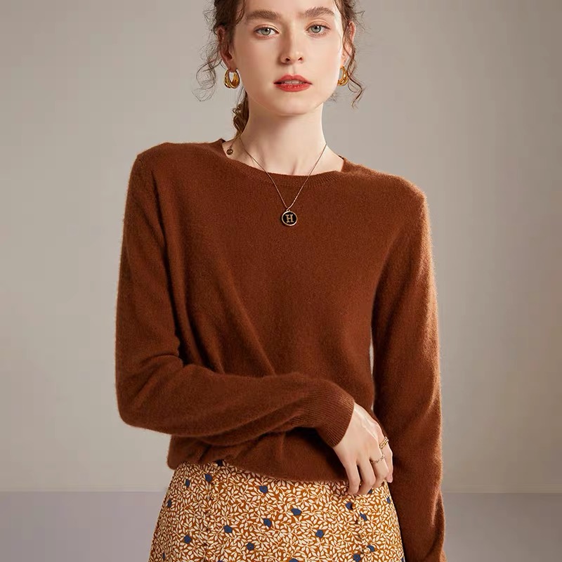 羊绒一线成衣圆领打底无缝长袖百搭HM802