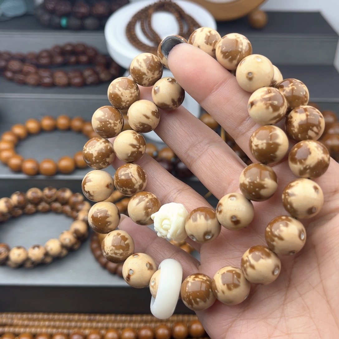 紫金鼠手串半实心花皮熊猫双圈手持13