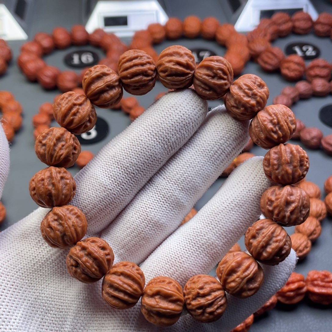 手串文玩核桃野生核桃粗筋深纹京八棱秋子手串