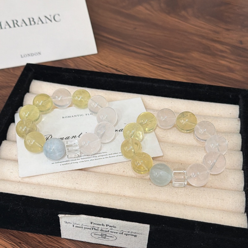 X2885奶白晶黄水晶绿萤石手链高端轻奢手串多样性发一