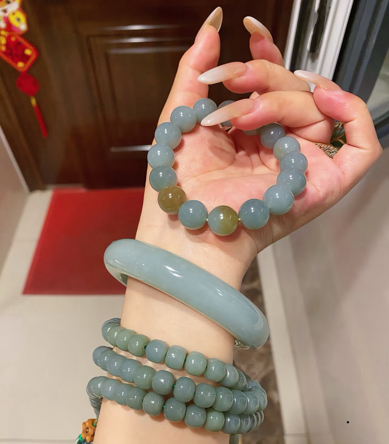 和田玉且末蓝整套蓝色