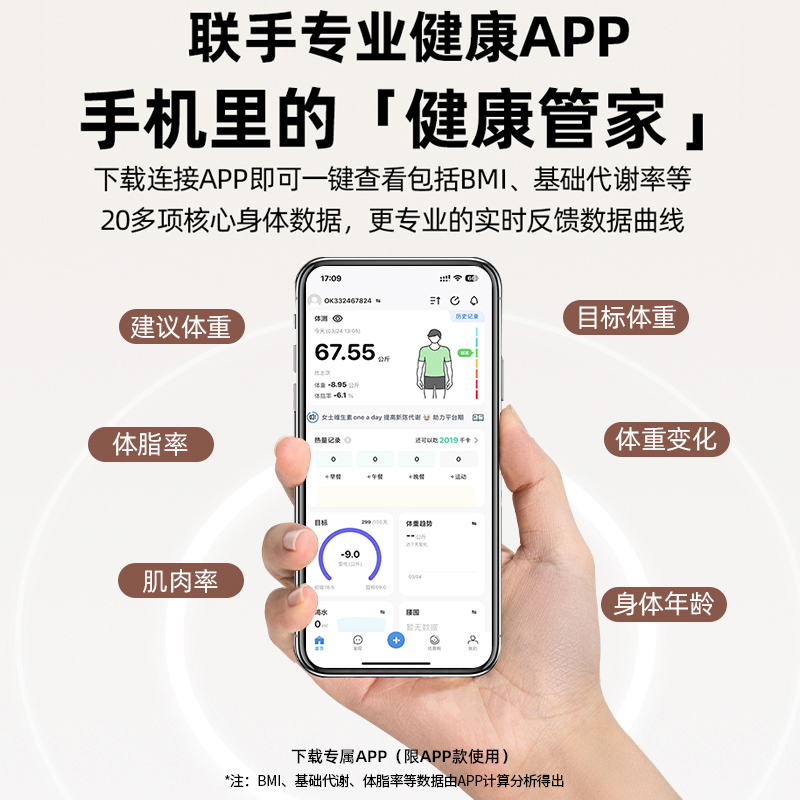 HYUNDAI智能体脂秤APP款家庭宿舍称人体重的秤体重秤家用精准秤 图片 3