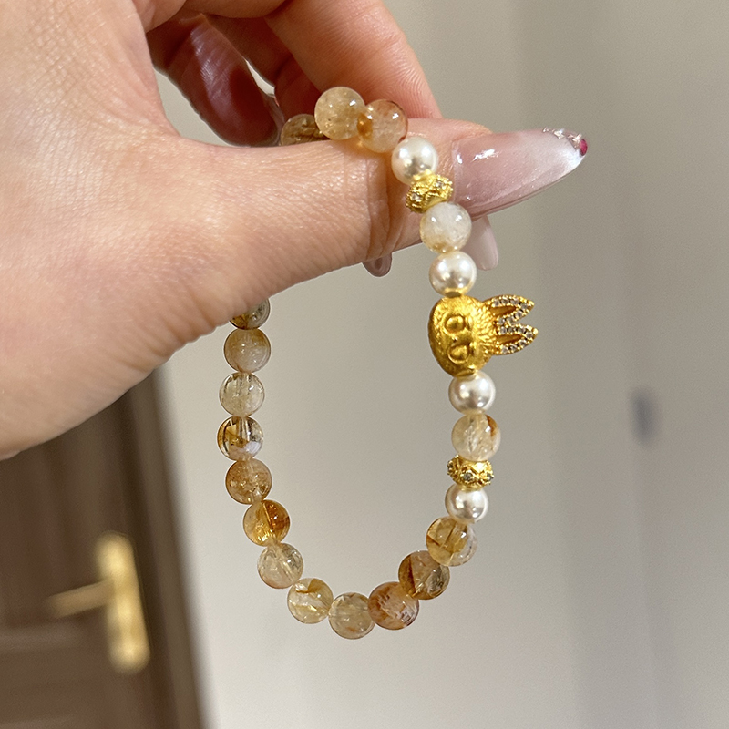 tx1054-[小财迷妹妹]天然暴力黄塔水晶手串