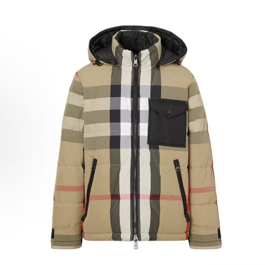 未使用 BURBERRY/博柏利 双面穿可脱卸帽拉链保暖长袖羽绒服S码