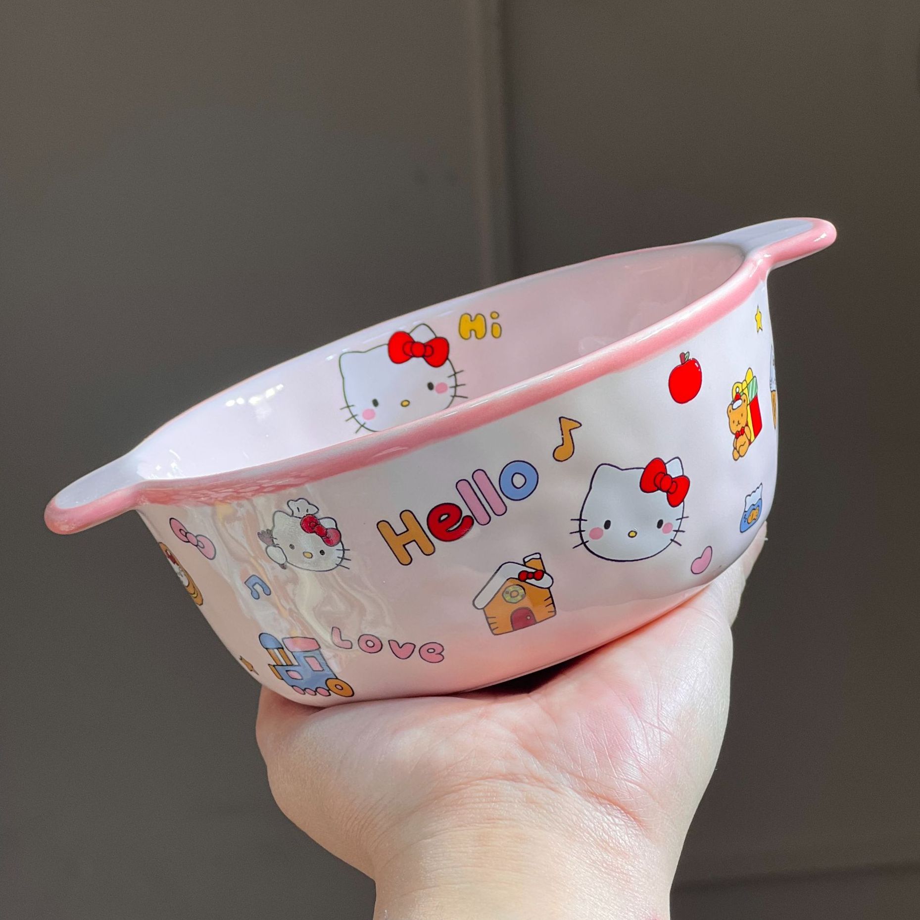 【嘟嘟Good】出口高货 好运KT 手捏5英寸双耳碗 辅食碗 汤碗