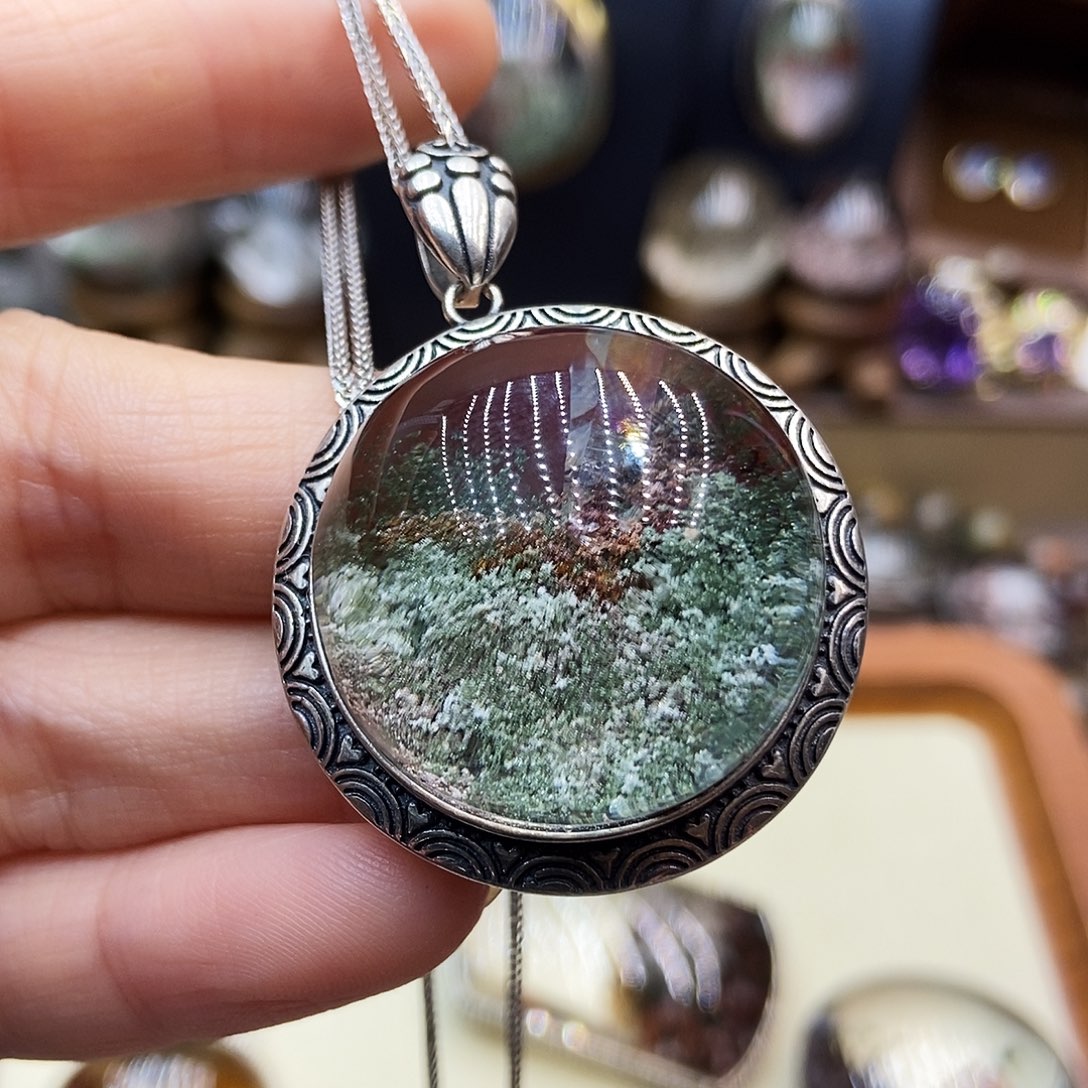 水晶项链银S925镶嵌懒*?