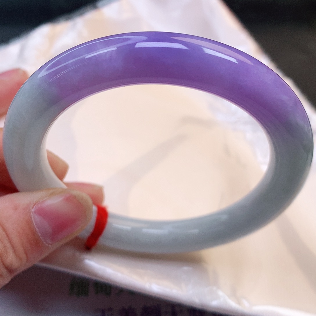未镶嵌手镯翡翠纯天然翡翠浓紫妖紫圆条152号