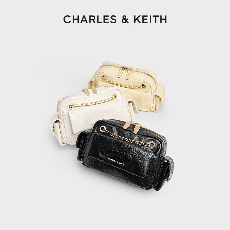 CHARLES & KEITH【商场同款】26春菱格链条口袋腋下机车包80671832