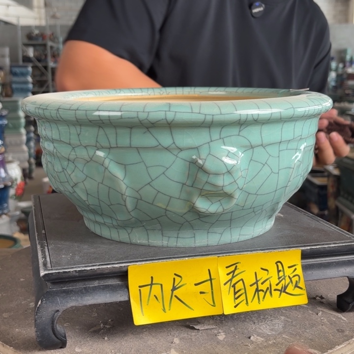 。一风堂石湾花盆 修补痕迹 内24*12