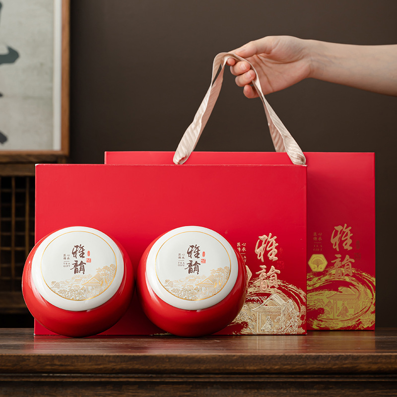 德化陶瓷中式茶叶罐礼盒装空盒包装盒空礼盒高档绿茶白茶金骏眉