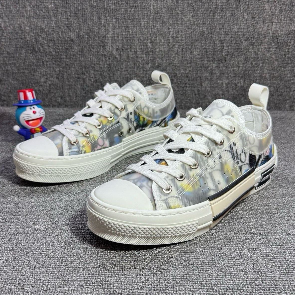 99新 DIOR/迪奥 b23黑白满印板鞋 37码 D6700