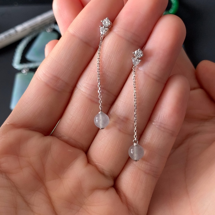 翡翠18K金镶嵌耳坠