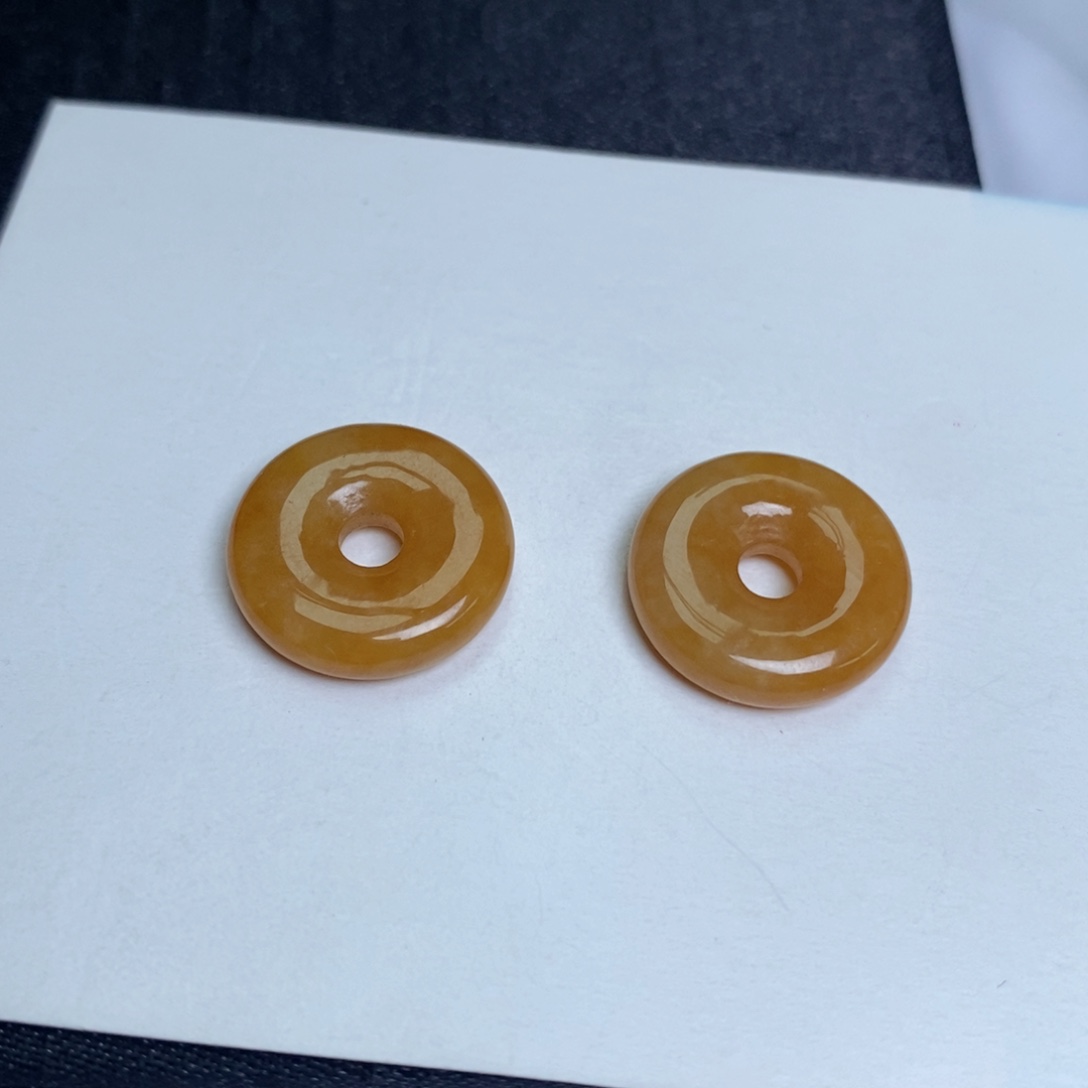 翡翠耳饰未镶嵌黄翡甜甜圈
