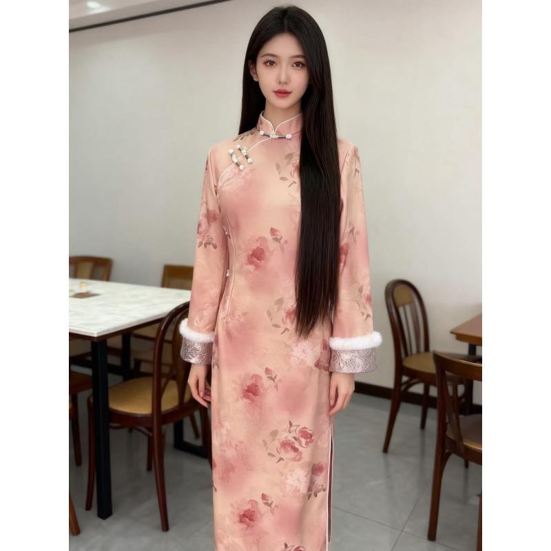 苏故里【花雾】秋冬款少女气质旗袍新中式日常旗袍单层衣长120