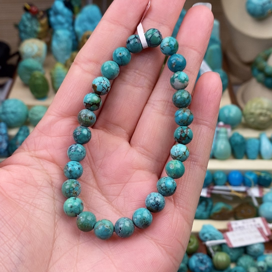 绿松石珠宝奇石未镶嵌7mm