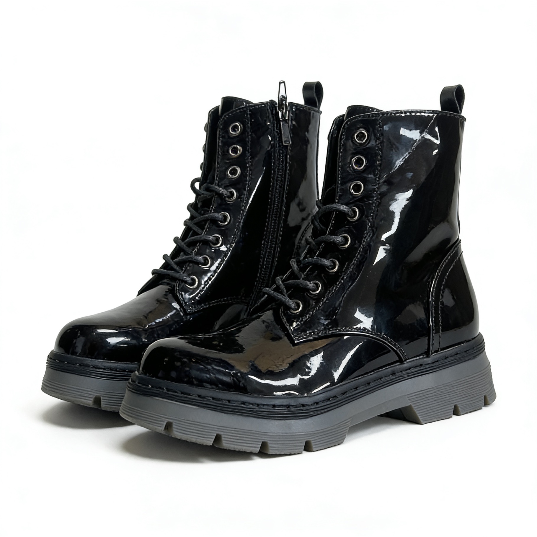 25年新款系带厚底百搭女时装靴-1044