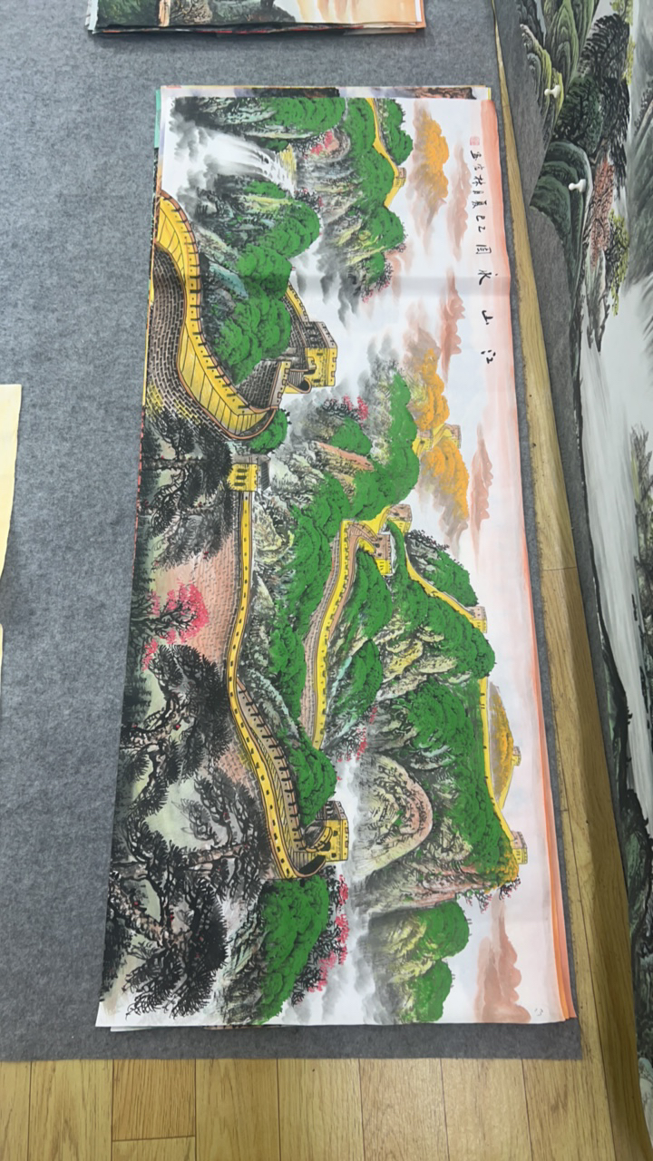 长城江山永固画芯尺寸：180cm*70cm山水画客厅办公室装饰画