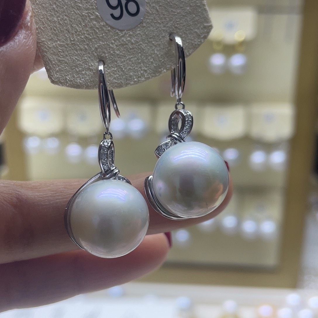 淡水珍珠耳饰银S925镶嵌