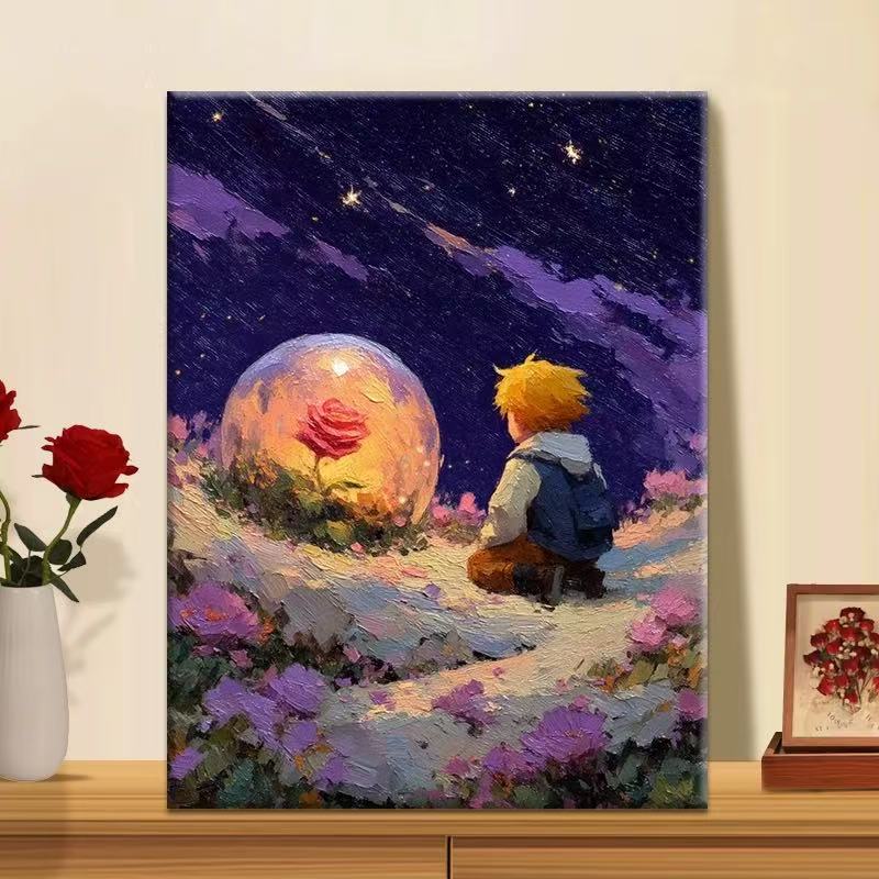 孤星瑰语|数字油画diy真心遮盖六代颜料填涂色手绘礼物油彩装饰画