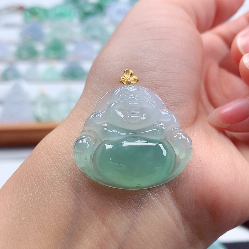 【闪购商品】翡翠吊坠(赠链)18K金镶嵌