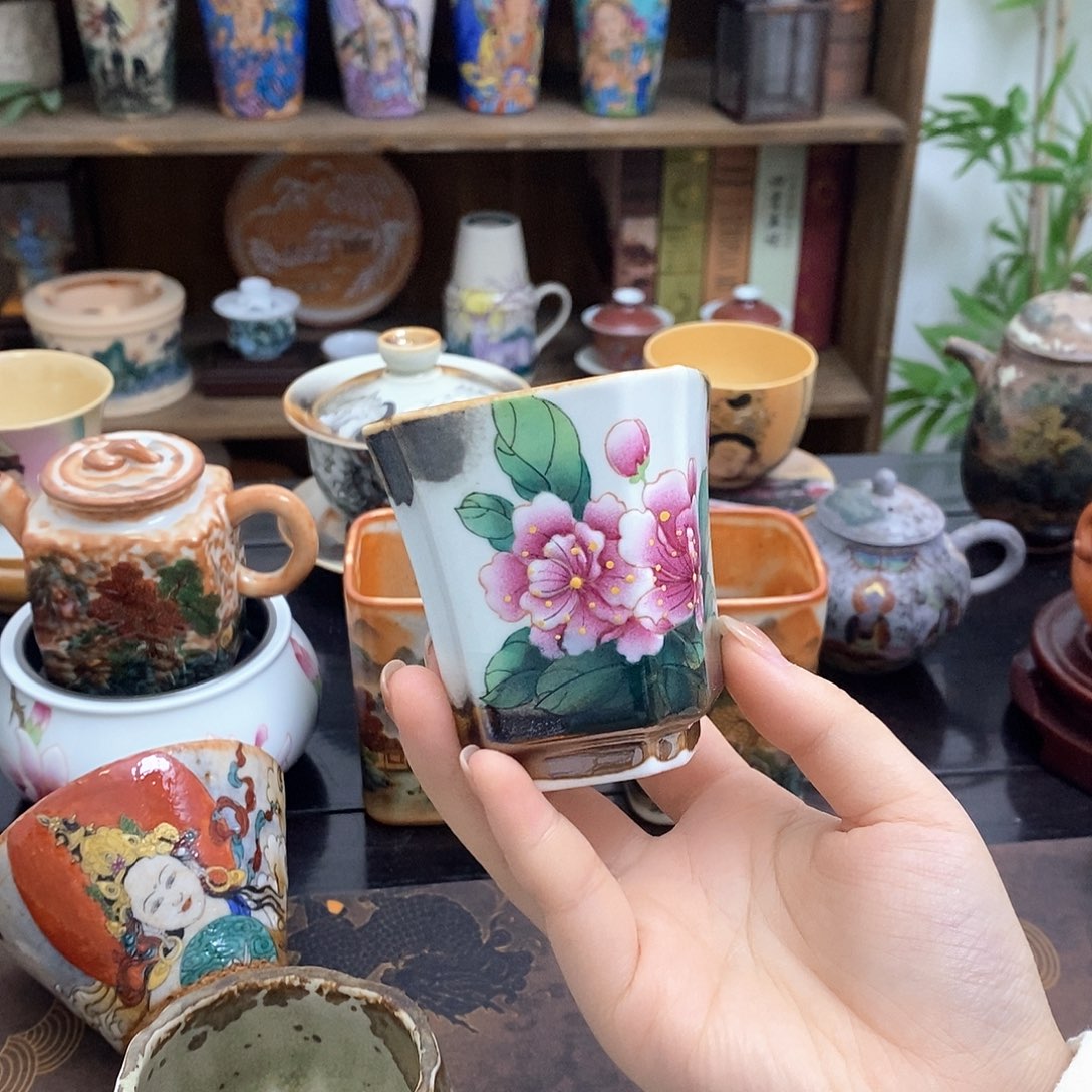 海棠花景德镇手工手绘制作