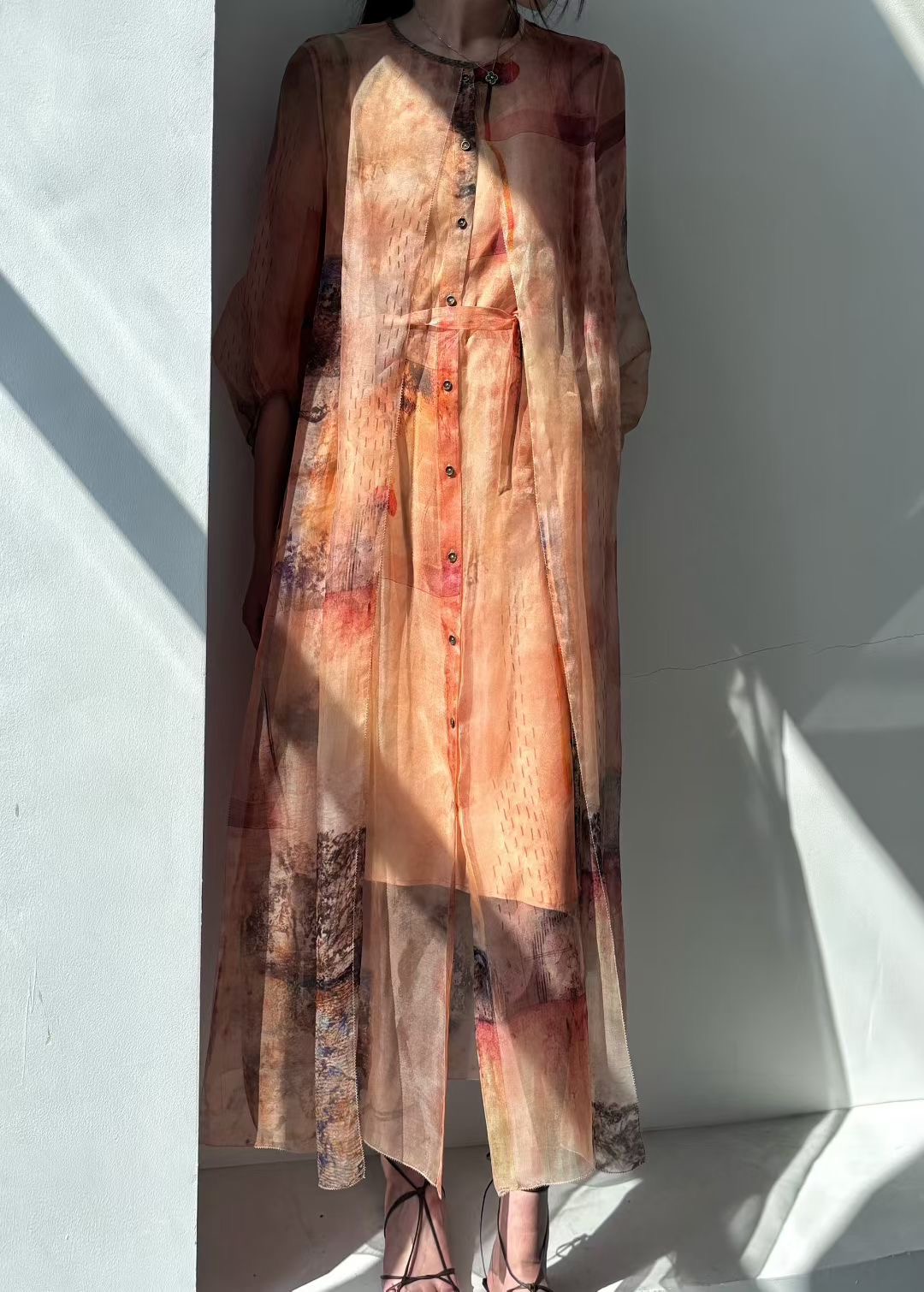 一着章海燕真丝绡飘逸气质型桑蚕丝连衣裙YZ5SL1288