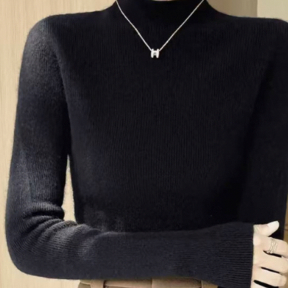 新款无缝一线成衣半高领修身羊毛打底衫女秋冬款毛衣