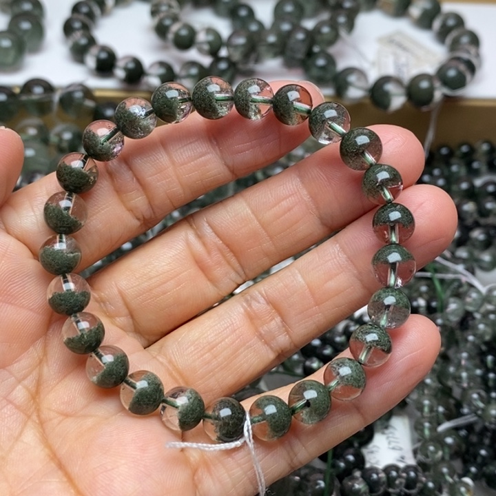 珠宝半成品未镶嵌水晶771498天然绿幽灵聚宝盆7+