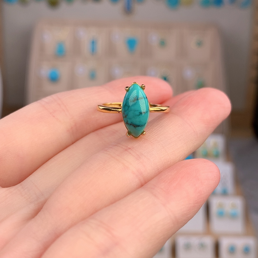 银S925镶嵌绿松石戒指