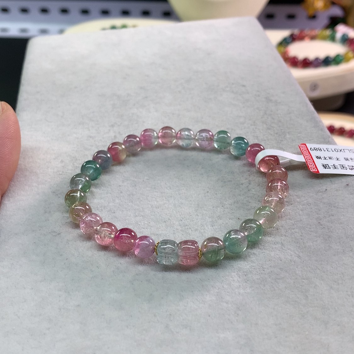 【闪购商品】碧玺手链未镶嵌L****。碧玺西瓜单圈6.8