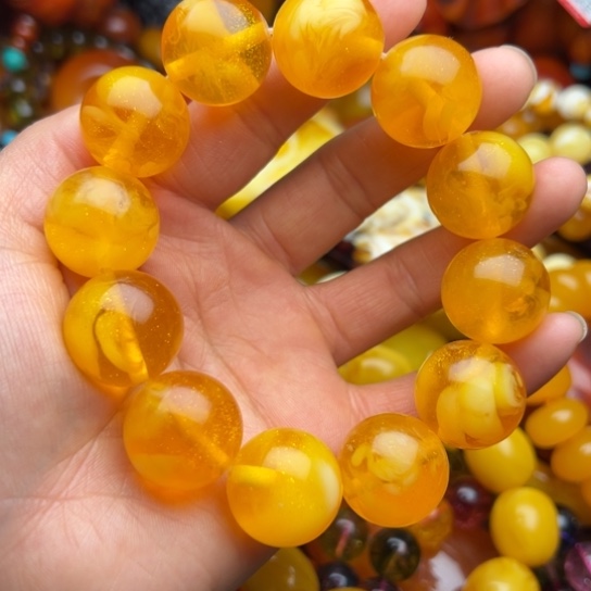 琥珀（花珀）手串未镶嵌蜜蜡