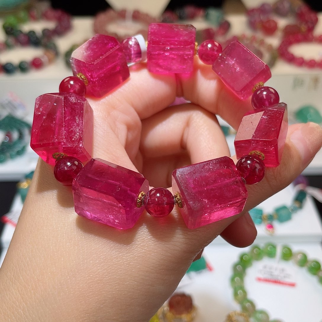 碧玺手链18K金镶嵌碧玺手链