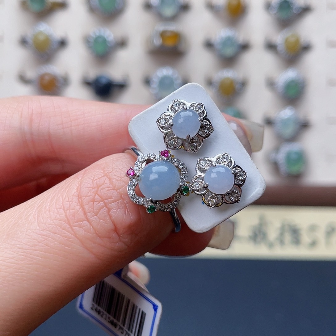 翡翠戒指未镶嵌戒指耳钉