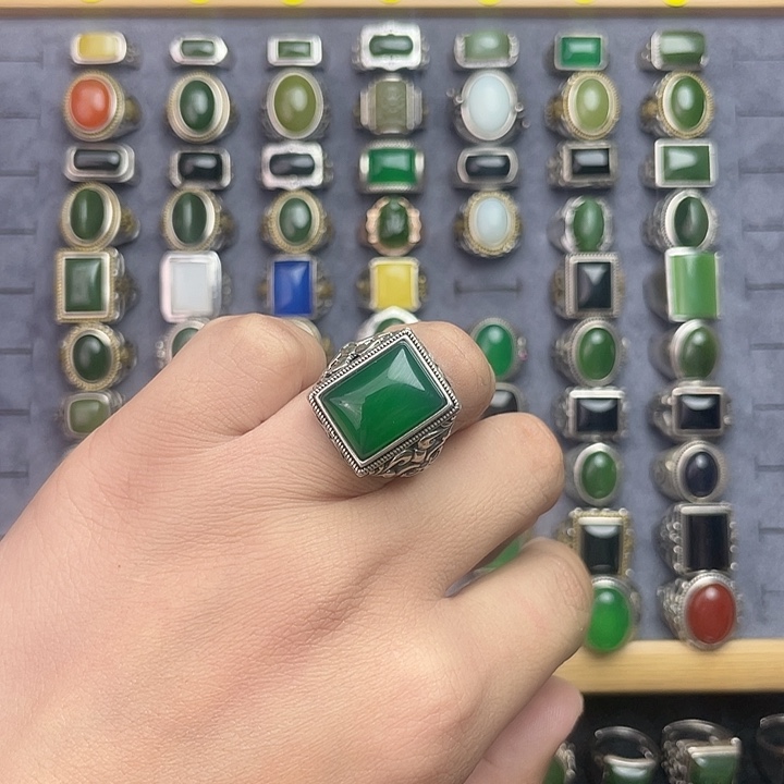 @***凤玛瑙/玉髓银S925镶嵌戒指