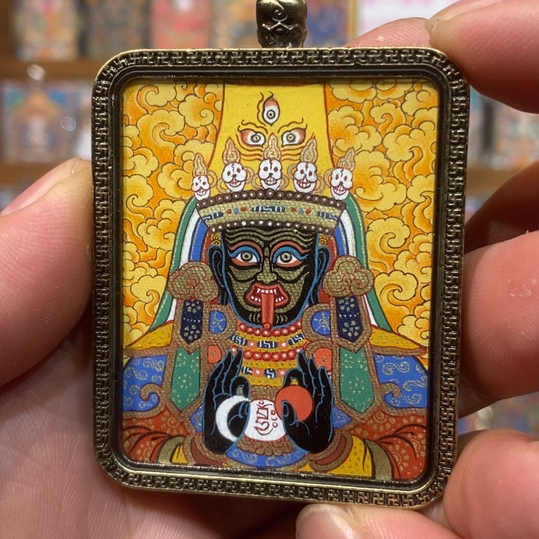 吊坠热贡纯手绘唐卡扎基