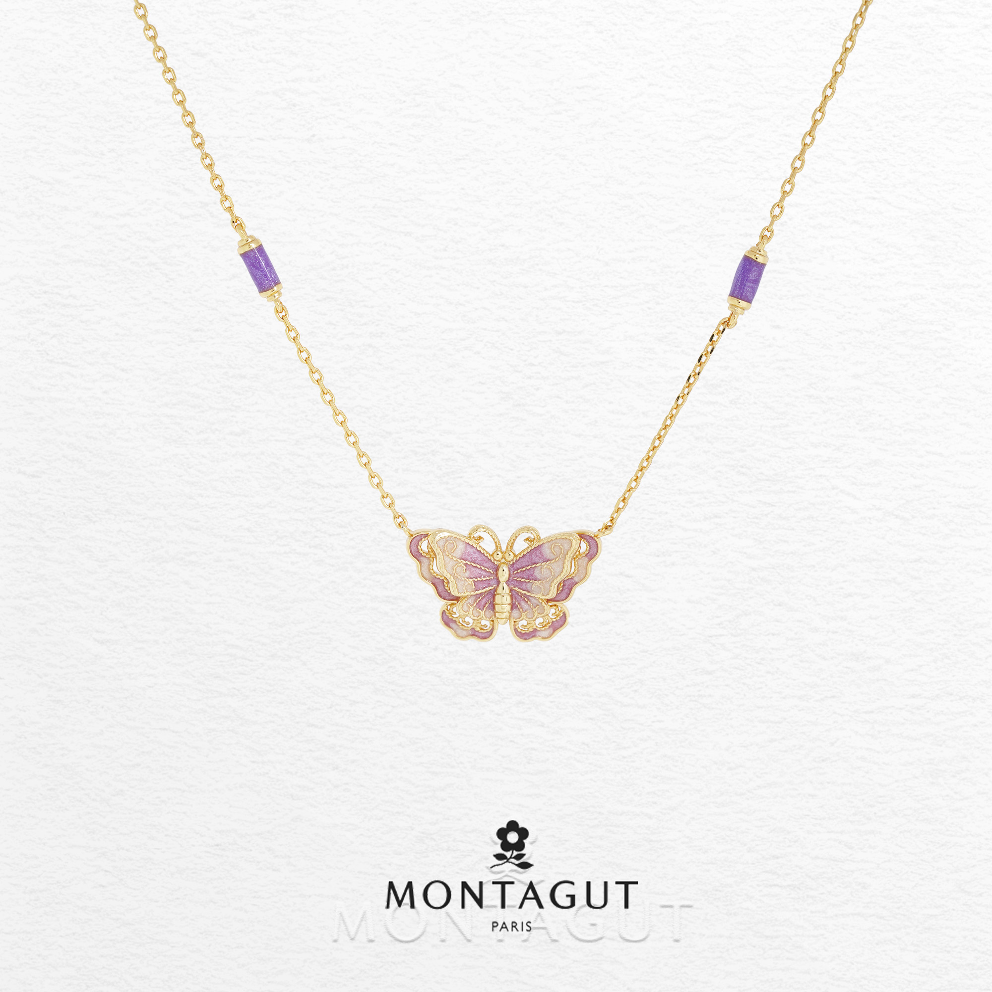 铜合金项链 法国梦特娇轻奢系列霓虹蝴蝶项链45cm【3466】JJ