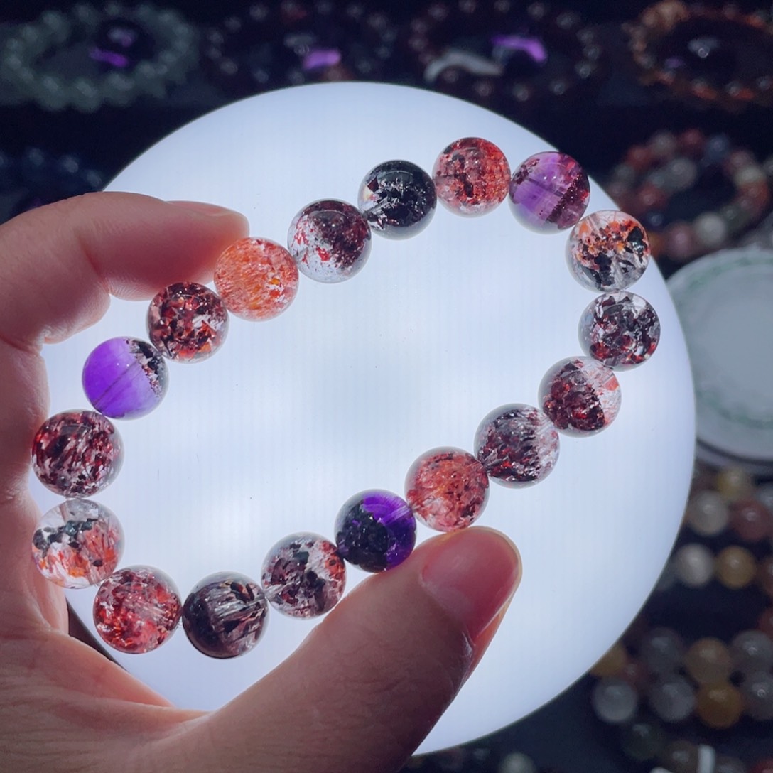 水晶手链未镶嵌超七手链，晶体通透