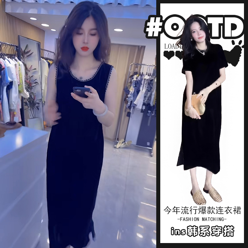 法式无袖背心裙女2025夏季新款轻奢高级感赫本风露背性感连衣裙子