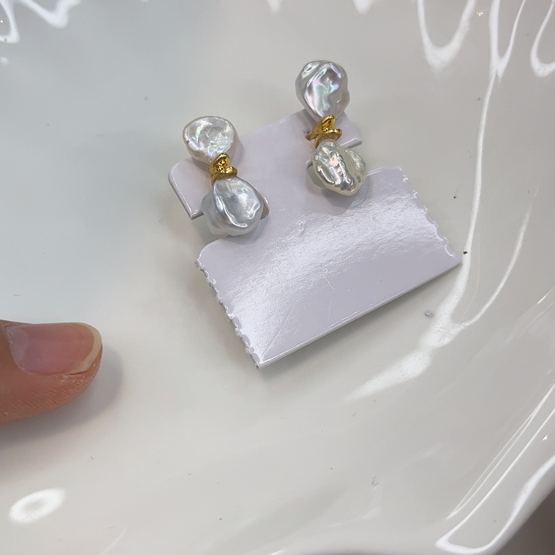 合金淡水珍珠耳饰