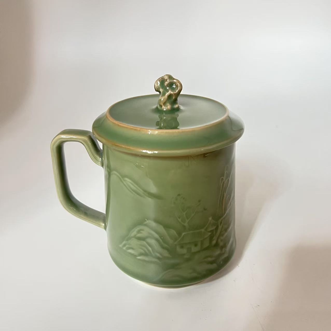 【陶瓷文化】景德镇纯手工手绘青釉杯