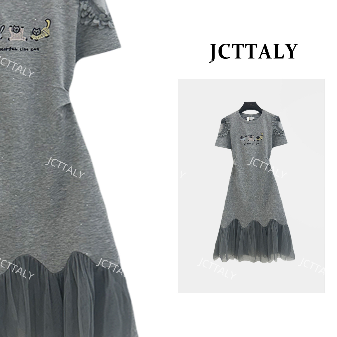 【Linda】【56】夏季气质减龄刺绣小猫新款时尚连衣裙NH-A091