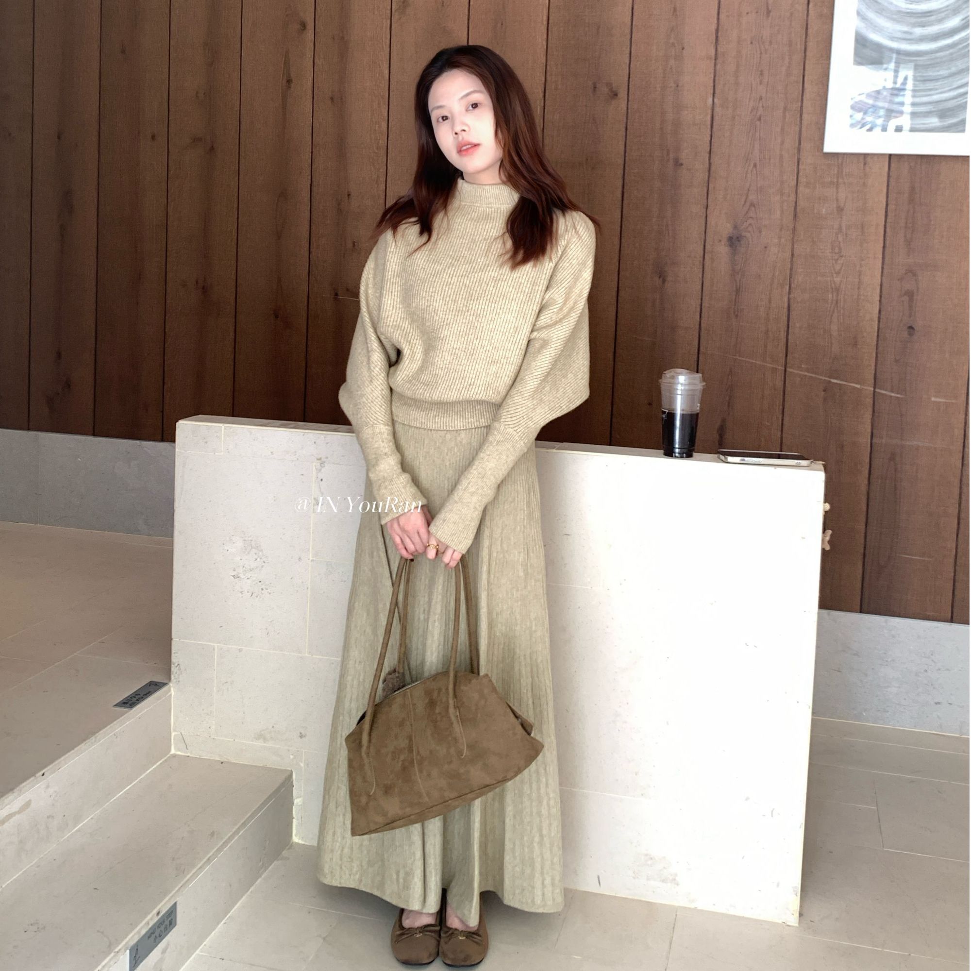 周悠然【毛衣针织+半身裙套装】韩系秋冬慵懒两件套