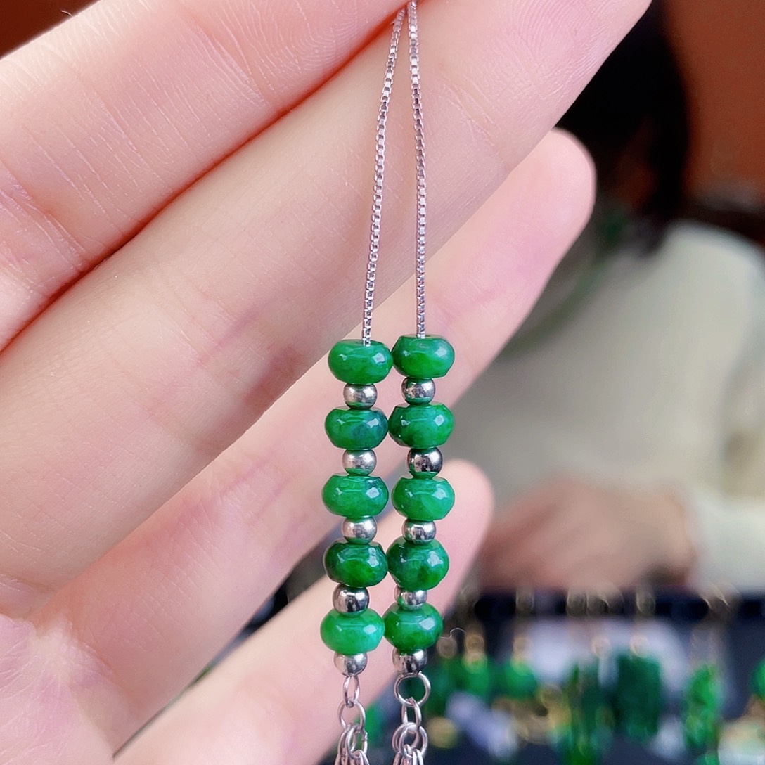 翡翠银S925镶嵌耳饰