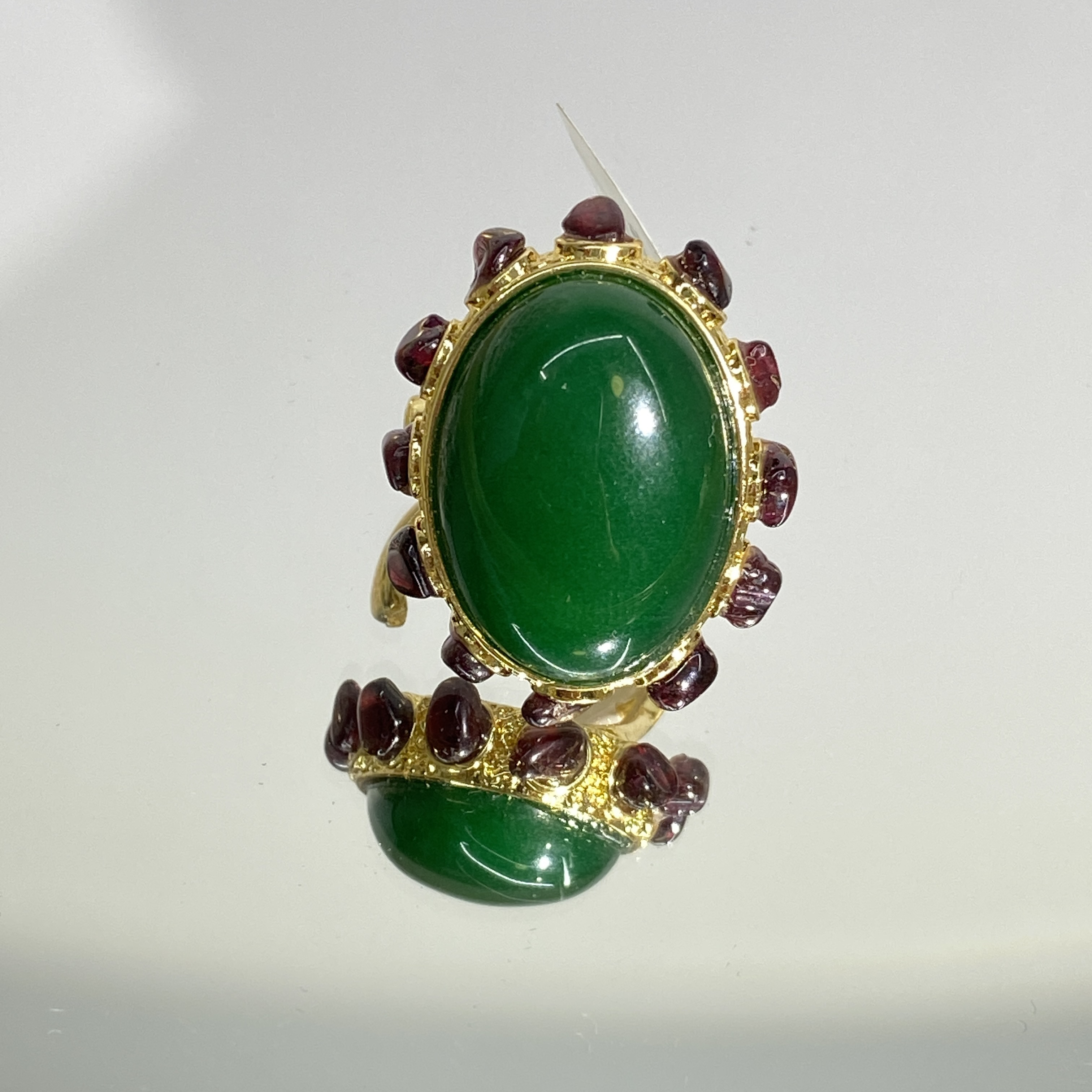 铜合金合成锆石戒指 绿色设计款国风气质百搭女士戒指 874