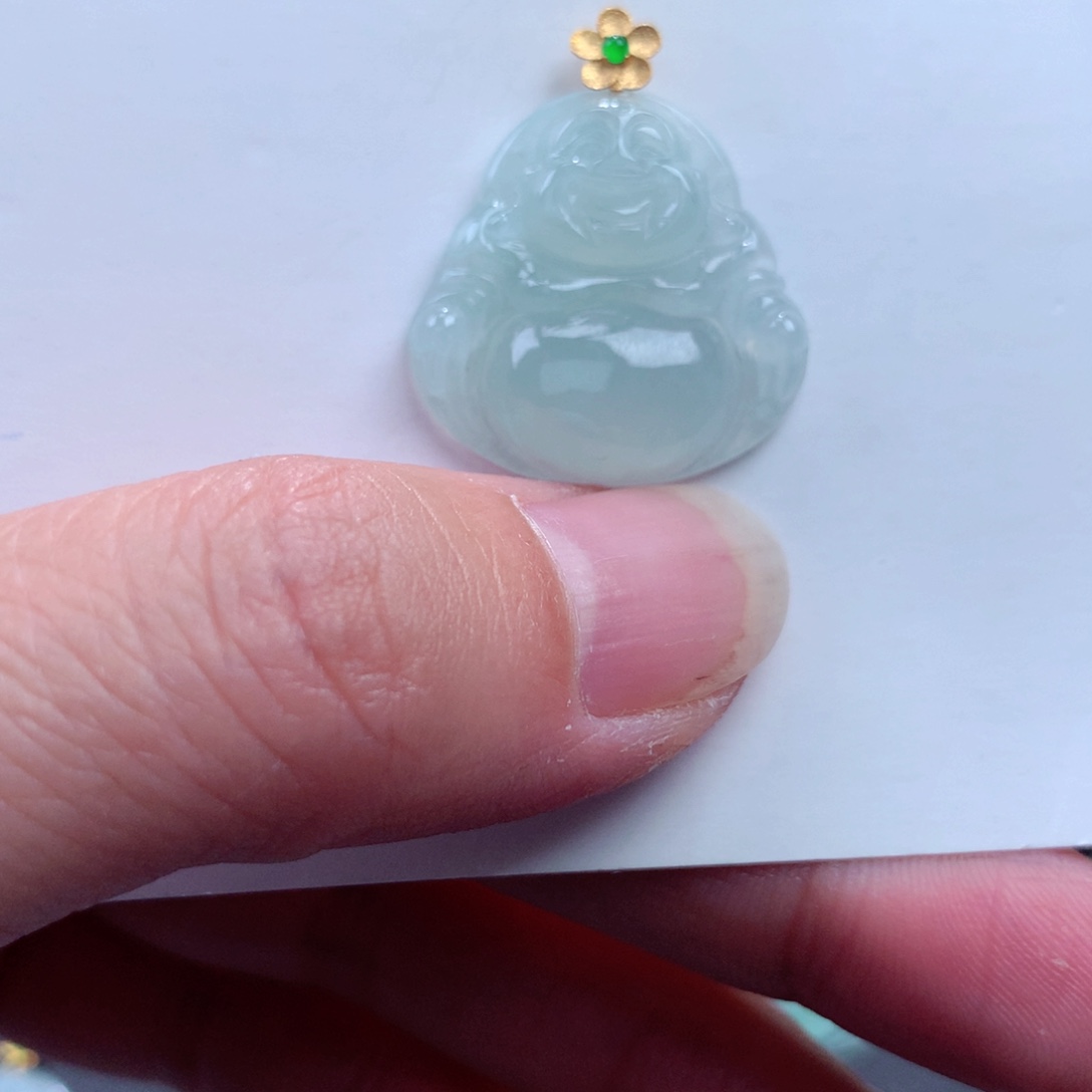 翡翠吊坠(不含链)18K金镶嵌