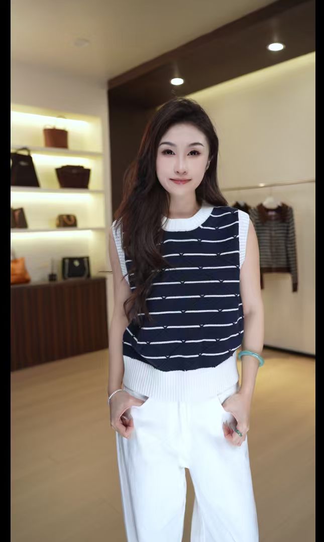 7605秋冬宽松无袖时尚休闲气质圆领马甲针织衫