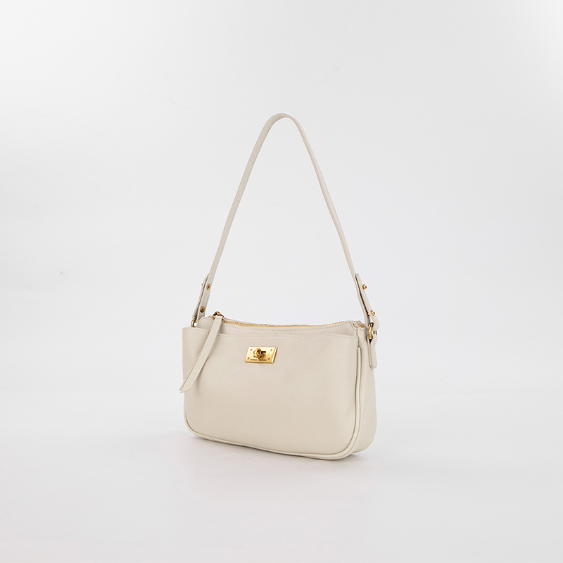 食草堂2025夏季新款头层牛皮女士休闲通勤单肩腋下麻将包米洛（H）